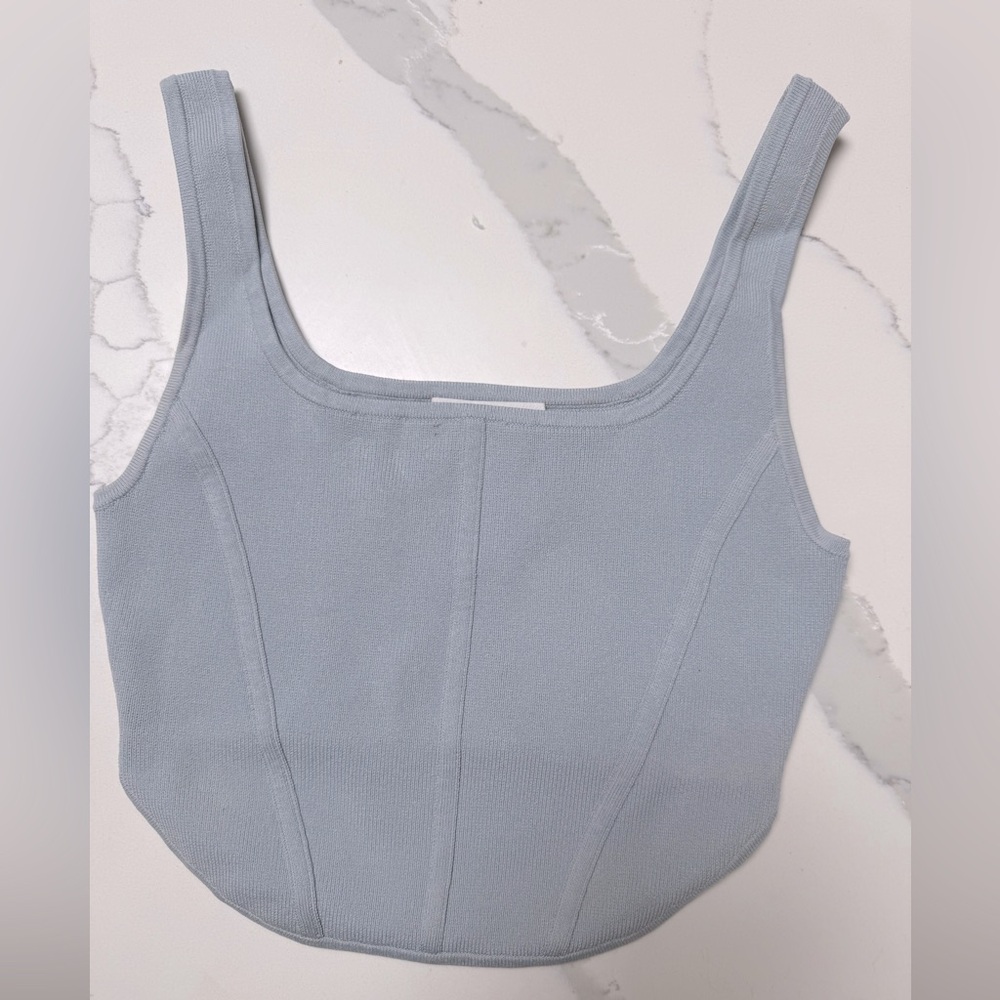Babaton Sculpt Knit Bustier Tank light blue